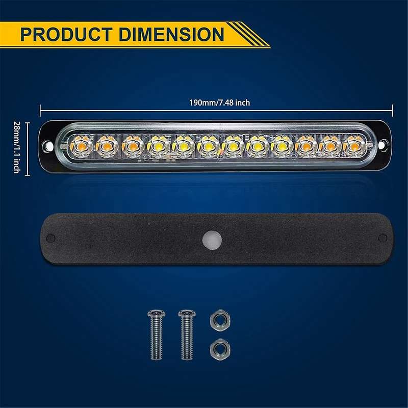 12LED Safety Emergency Flashing Lights, 12V-24V Strobe Warning Light, Breakdown Beacon LED Light Bar