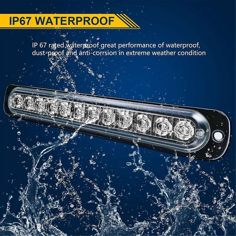 12LED Safety Emergency Flashing Lights, 12V-24V Strobe Warning Light, Breakdown Beacon LED Light Bar