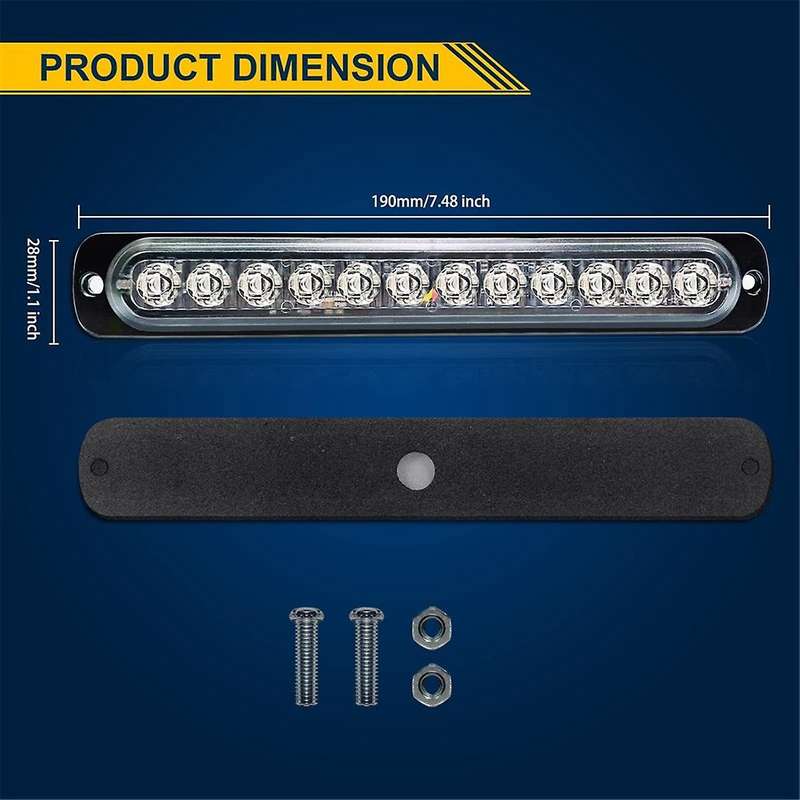 12LED Safety Emergency Flashing Lights, 12V-24V Strobe Warning Light, Breakdown Beacon LED Light Bar
