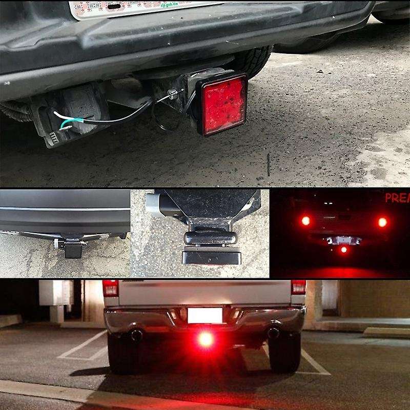 12-Led Brake Light Trailer Hitch Cover Fit Towing&Hauling 2 Inch Standard Size Receiver for (Black)