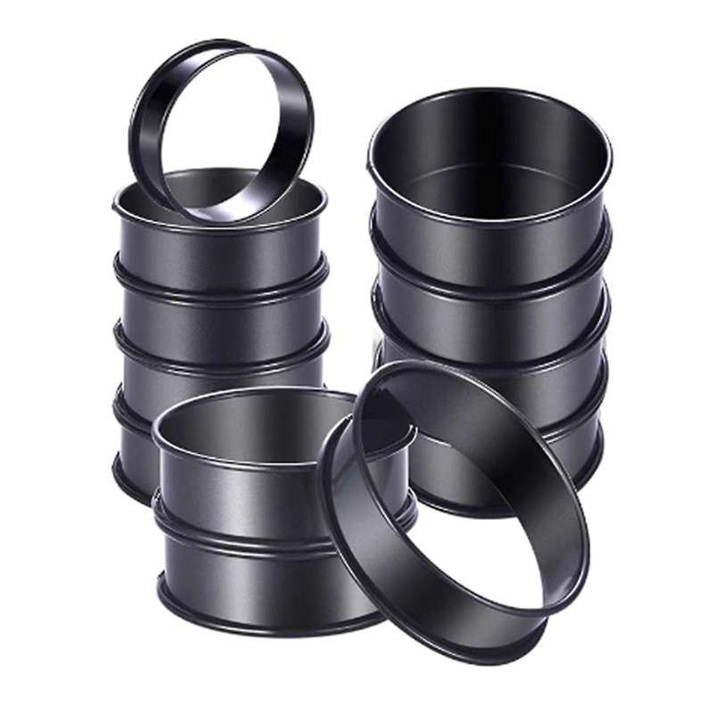 12pack Crumpet Rings Nonstick English Muffin Rings 3.15 Inch - Stainless Steel Double Rolled Tart Ri