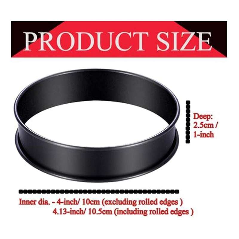 12pack Crumpet Rings Nonstick English Muffin Rings 3.15 Inch - Stainless Steel Double Rolled Tart Ri