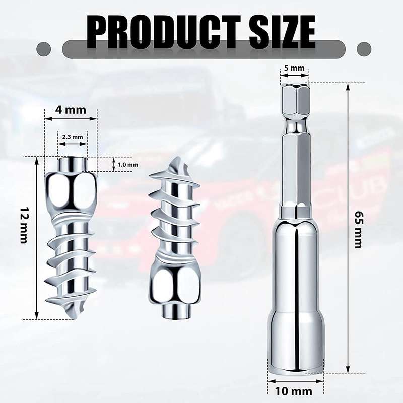 12mm Hard Alloy Screw Tire Stud Wheel Tire Snow Column Rivet Tire Stud Belt Installation Tool (100 P