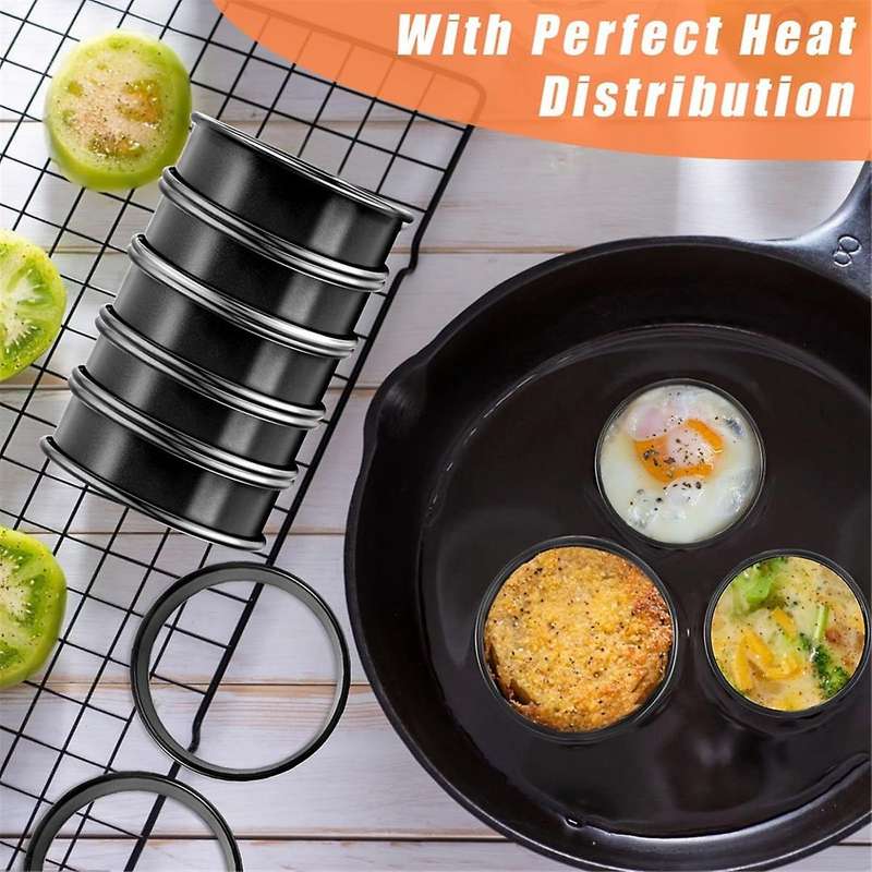 12Pack Crumpet Rings-Nonstick English Muffin Rings,Double Rolled Tart Rings Set, Molds for Baking (4