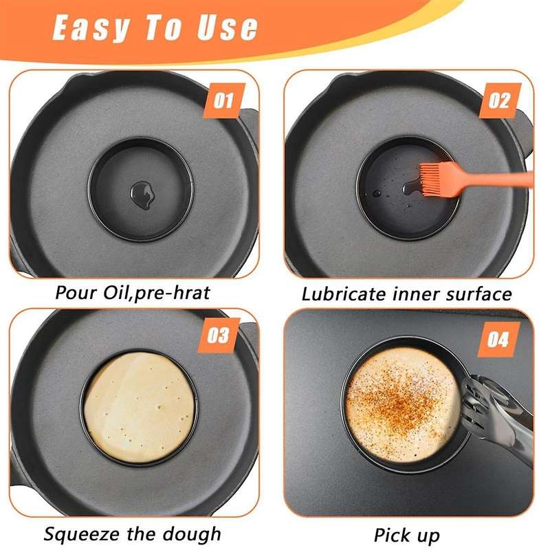 12Pack Crumpet Rings-Nonstick English Muffin Rings,Double Rolled Tart Rings Set, Molds for Baking (4