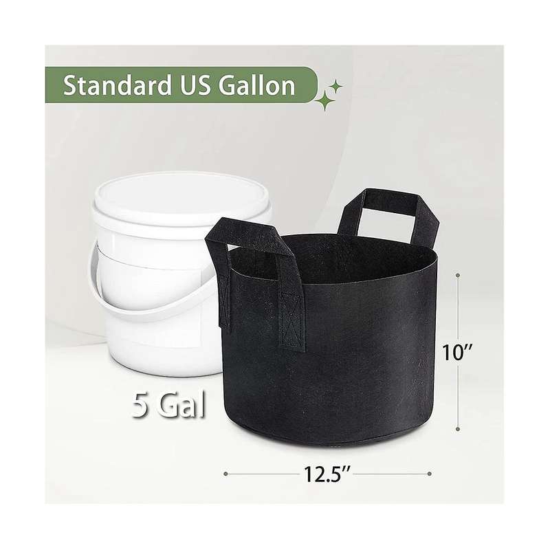 12-pack Grow Bags 5 Gallon, Thick Fabric Planter Bags for Vegetables, Sturdy Handles & Reinforced S