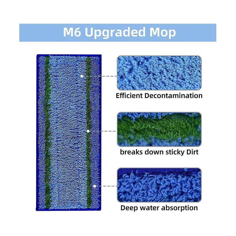 12pack Wet Mopping Pads Washable and Reusable M6 Wet Mopping Pads Compatible with M6 Series Robot Mo