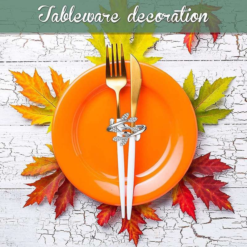 12Pc Leaf Napkin Ring Holder Leaves Napkin Buckle Fall Leaf Rhinestone Serviette Buckle for Wedding