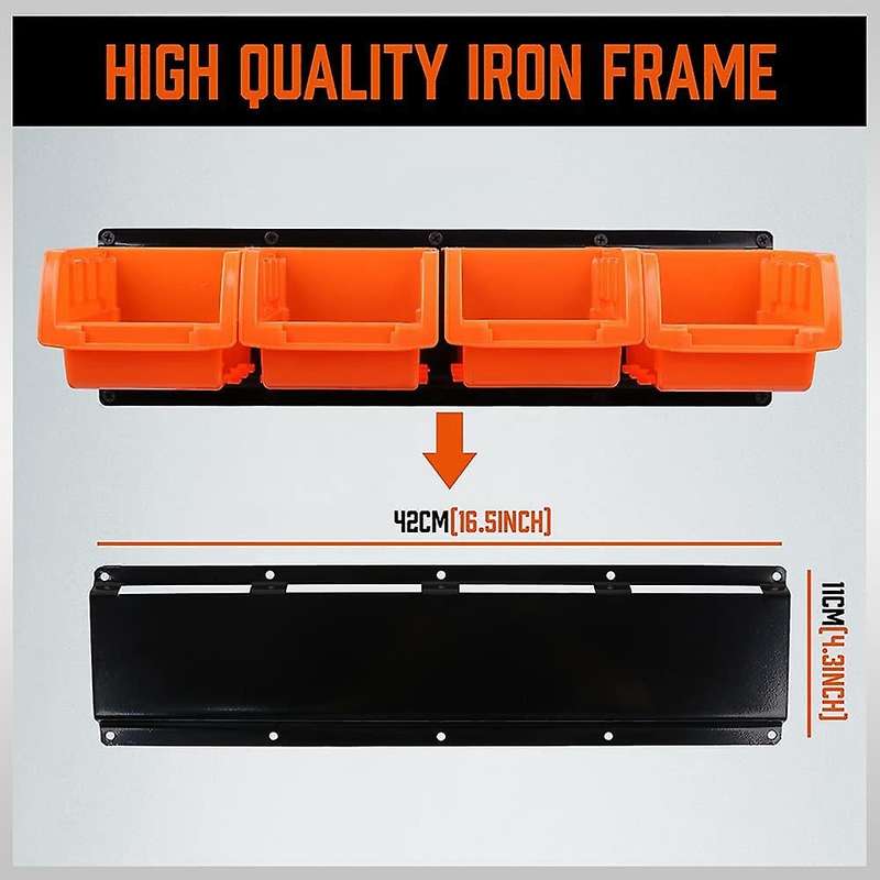 12PC Bin Wall Mounted Storage Bins Parts Rack Organizer Garage Plastic Shop Tool, Tools for Men Tool