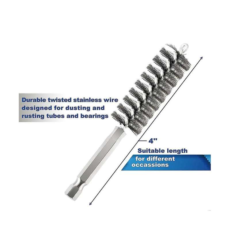 12Pc Wire Bore Brush Bore Cleaning Brush Brush Set Stainless Steel Wire Twisted Brush for Drill Imp