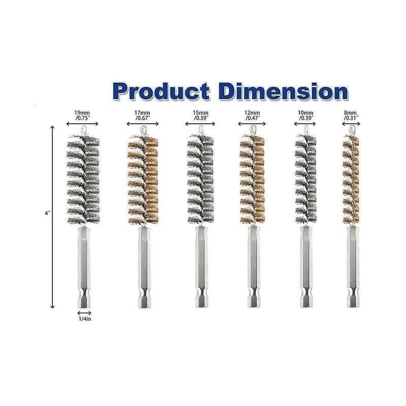 12Pc Wire Bore Brush Bore Cleaning Brush Brush Set Stainless Steel Wire Twisted Brush for Drill Imp