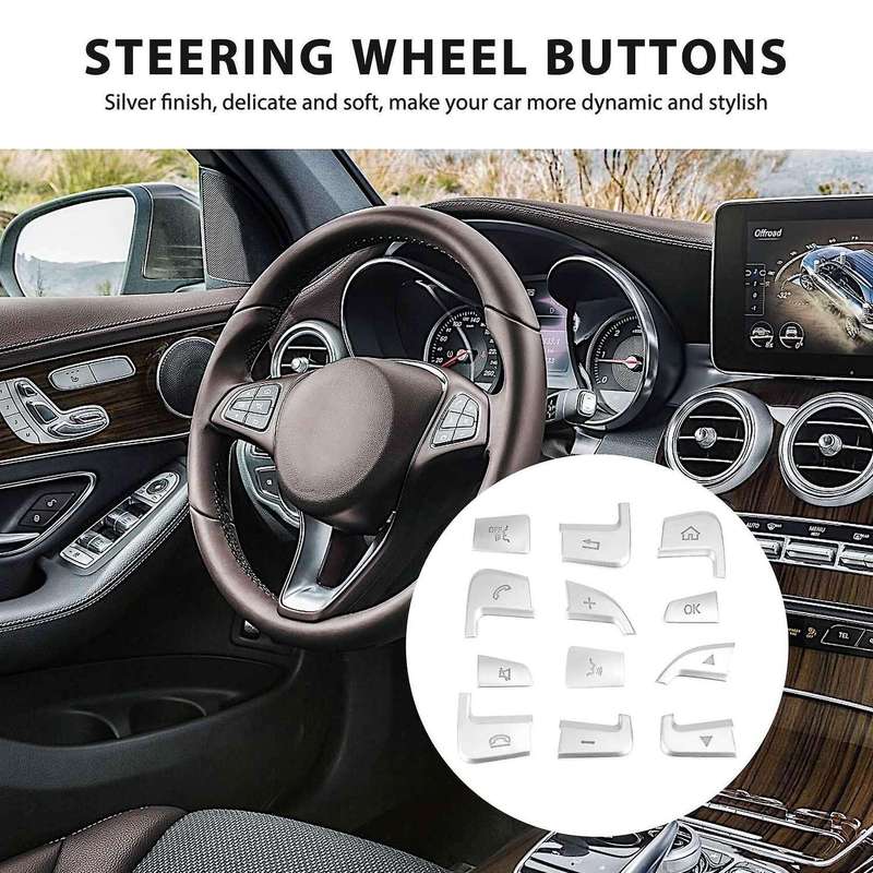 12Pcs  Car Styling Steering Wheel Button Covers Trim Stickers
