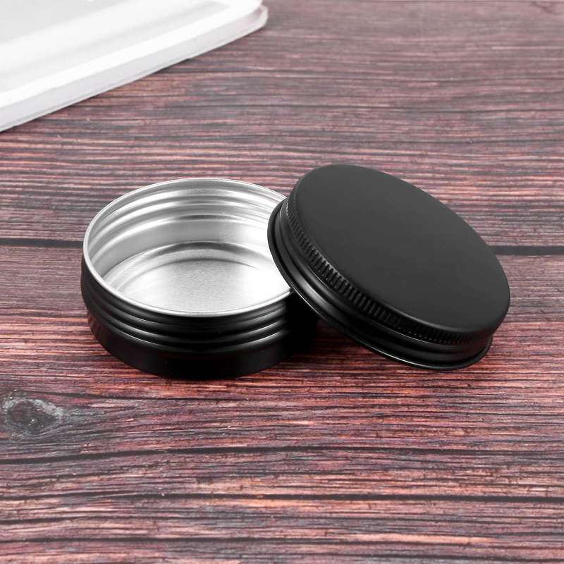 12Pcs 1Oz Black Aluminum Tin Jars Round Screw Lid Containers Empty Metal Storage Cans for Organizing