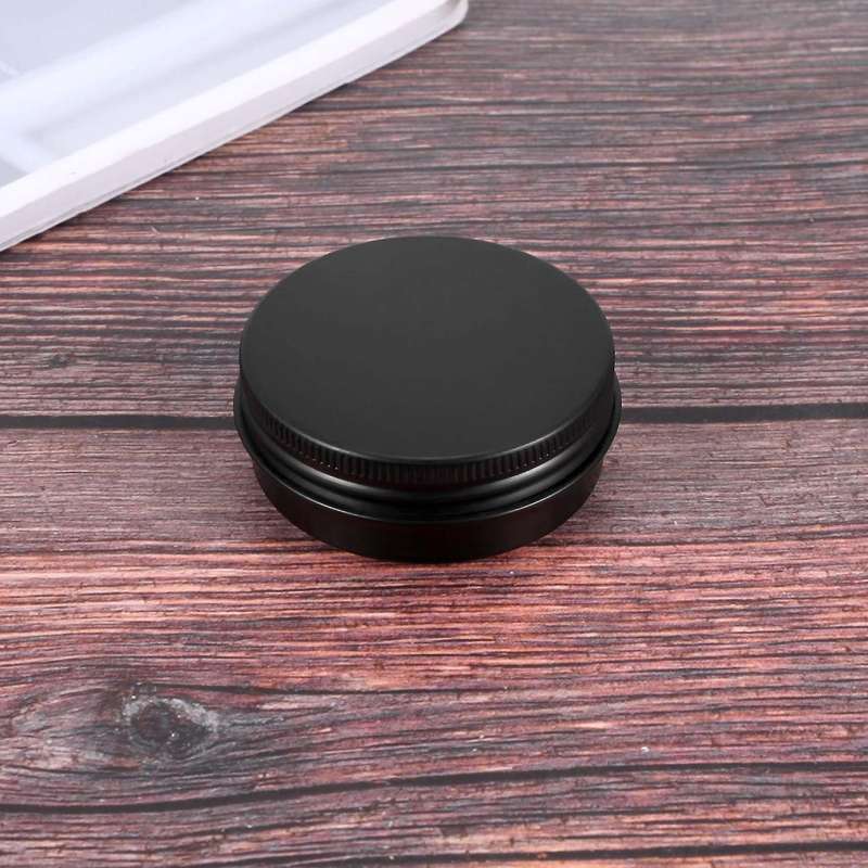 12Pcs 1Oz Black Aluminum Tin Jars Round Screw Lid Containers Empty Metal Storage Cans for Organizing