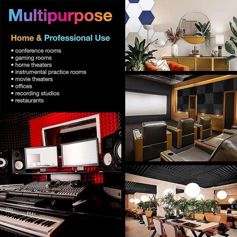 12pcs Acoustic Foam Panels Soundproof Foam Wall Panels Studio Sound Proof Foam Soundproofing Wall Kt