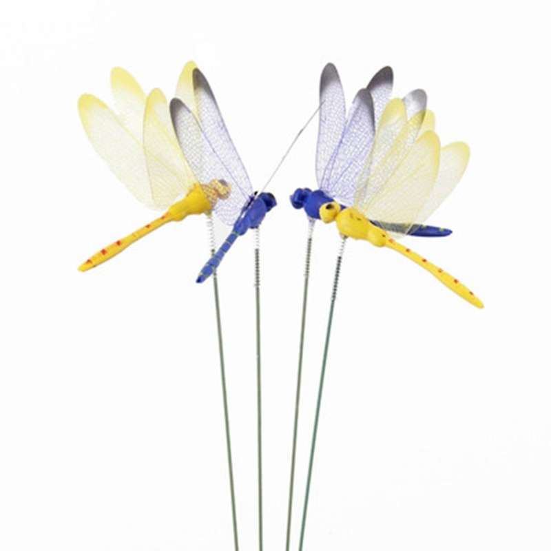 12Pcs Artificial Dragonfly Butterflies Garden Decoration Outdoor Simulation Dragonfly Stakes Yard Pl