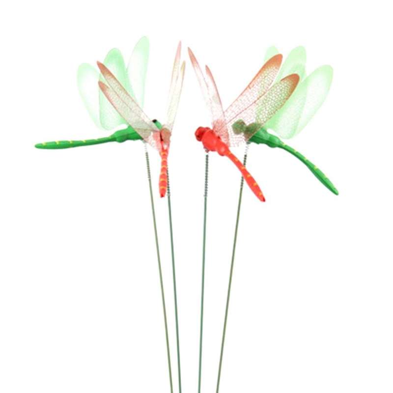 12Pcs Artificial Dragonfly Butterflies Garden Decoration Outdoor Simulation Dragonfly Stakes Yard Pl