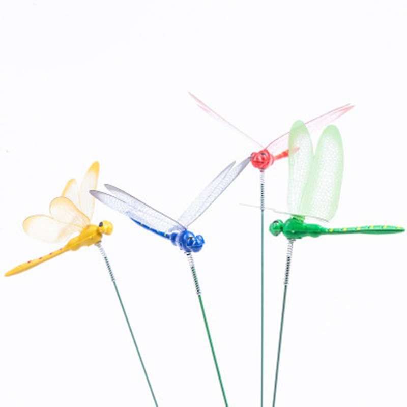 12Pcs Artificial Dragonfly Butterflies Garden Decoration Outdoor Simulation Dragonfly Stakes Yard Pl