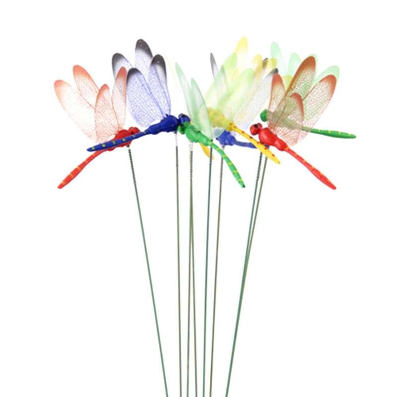 12Pcs Artificial Dragonfly Butterflies Garden Decoration Outdoor Simulation Dragonfly Stakes Yard Pl