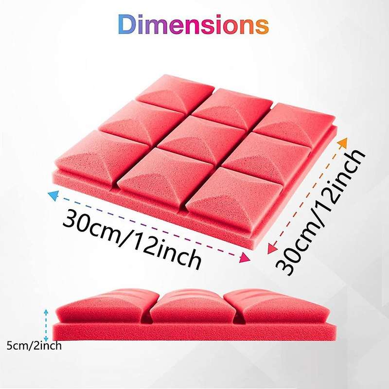 12pcs Acoustic Foam Panels Soundproof Foam Wall Panels Studio Sound Proof Foam Soundproofing Wall Kt
