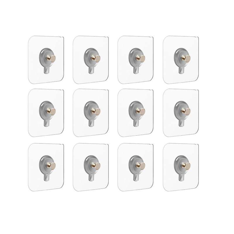 12Pcs Adhesive Wall Screws Hanging Nails Wall Hook Self Adhesive No Drilling Non-Trace Kitchen Wall