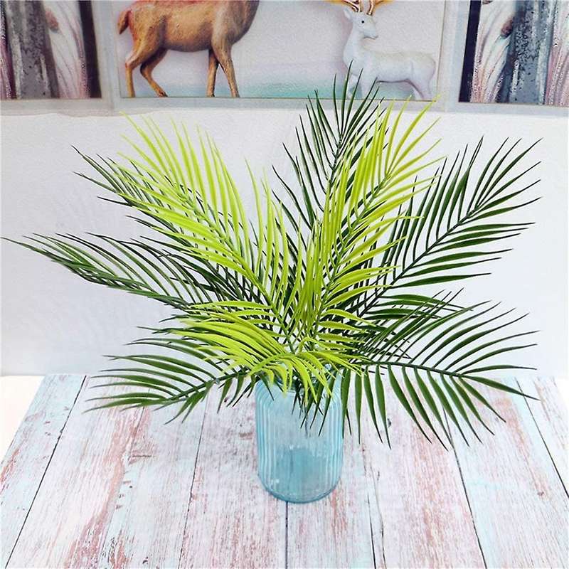12Pcs Artificial Palm Leaves Plants Faux Palm Fronds Tropical Palm Leaves Greenery Plant for Leaves