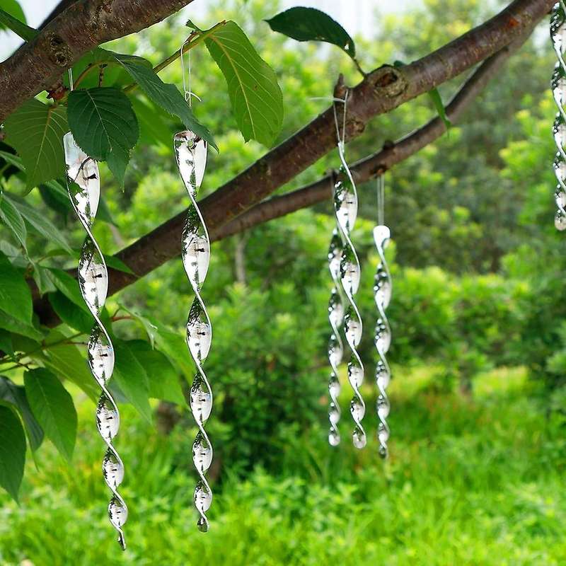 12PCS Bird Repellent Reflectors Scare Rods Hanging Plastic Rod Reflective Bird Deterrent Glossy Scar