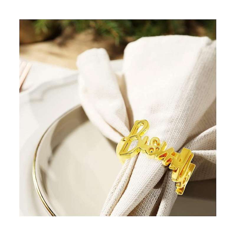 12pcs Bismillah Metal Napkin Rings Letter Metal Napkin Ring Set, Letter Napkin Rings Set for Ramada