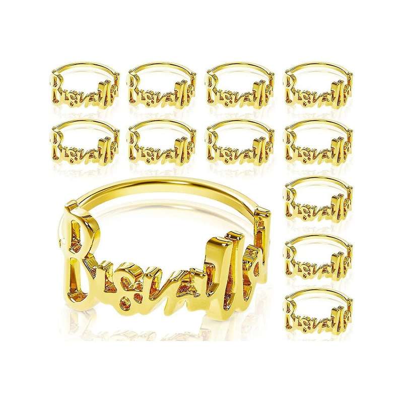 12pcs Bismillah Metal Napkin Rings Letter Metal Napkin Ring Set, Letter Napkin Rings Set for Ramada