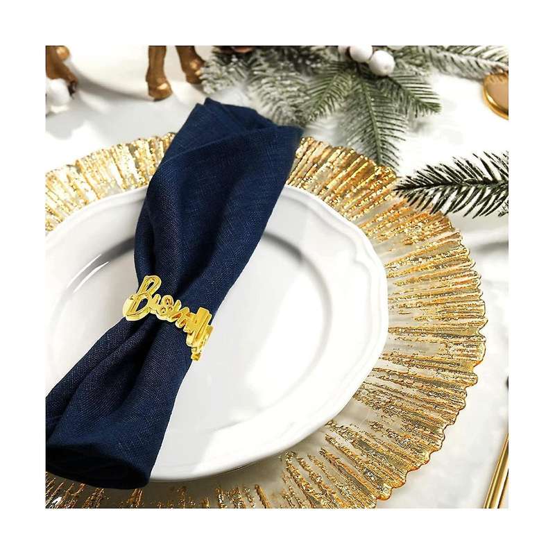 12pcs Bismillah Metal Napkin Rings Letter Metal Napkin Ring Set, Letter Napkin Rings Set for Ramada