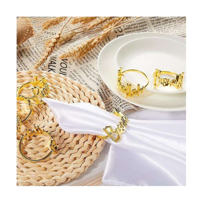 12pcs Bismillah Metal Napkin Rings Letter Metal Napkin Ring Set, Letter Napkin Rings Set for Ramada