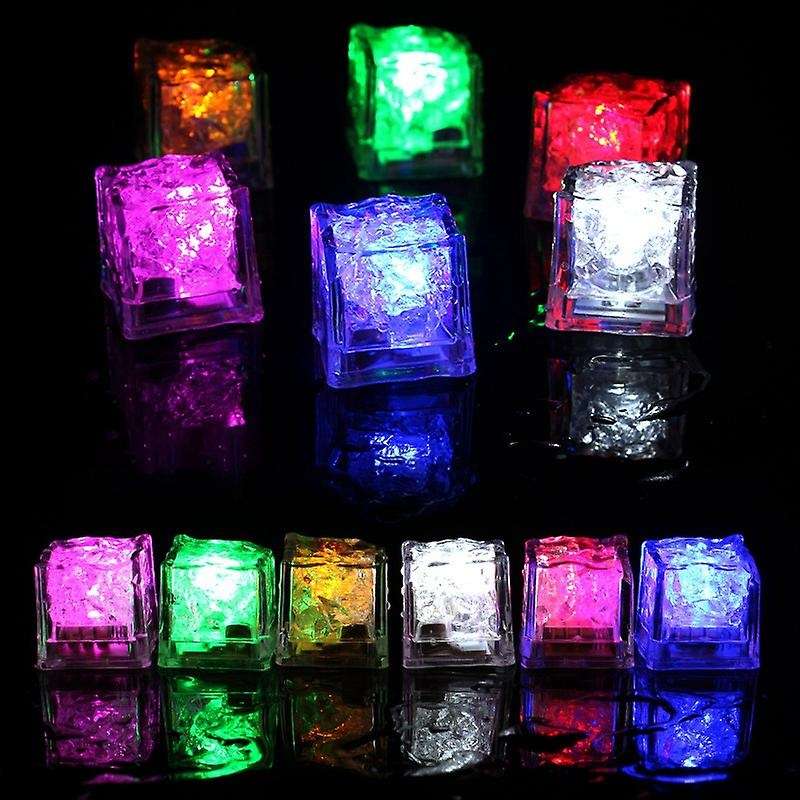 12Pcs Bar KTV Luminous Ice Square Luminous Toy LED Colorful Ice Square Water Sensor Luminous ,Colorf