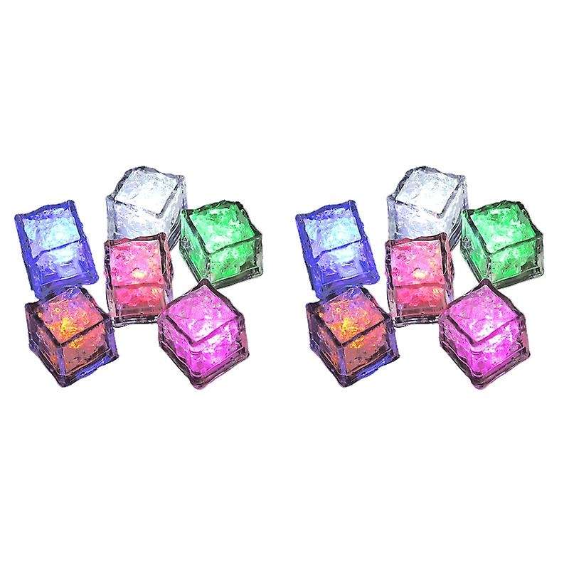 12Pcs Bar KTV Luminous Ice Square Luminous Toy LED Colorful Ice Square Water Sensor Luminous ,Colorf