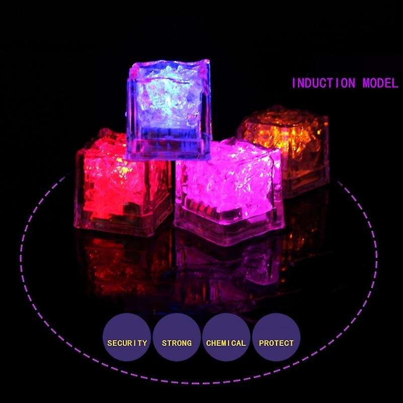 12Pcs Bar KTV Luminous Ice Square Luminous Toy LED Colorful Ice Square Water Sensor Luminous ,Colorf