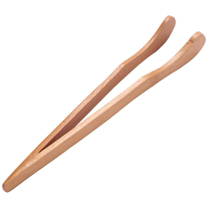 12PCS Bamboo Toaster Tongs, 7 Inch Wood Kitchen Tongs, Reusable Wood Cooking Tongs, for Toast, Cooki