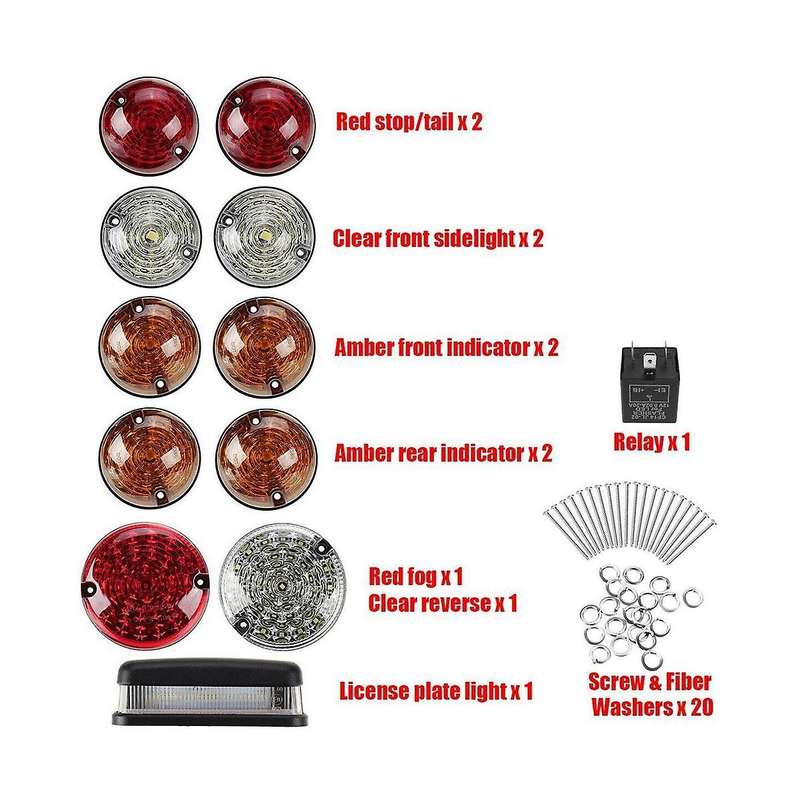 12pcs Car Front Rear Signal Indicator Lamp Stop Fog Reversing License Plate Light for 90 110 130