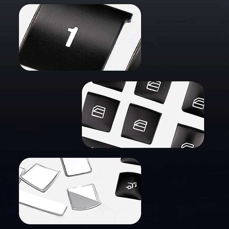 12pcs Car Door Armrest Window Switch Button Trim Cover Sticker for Mercedes Benz Glk Ml Gl A B C E