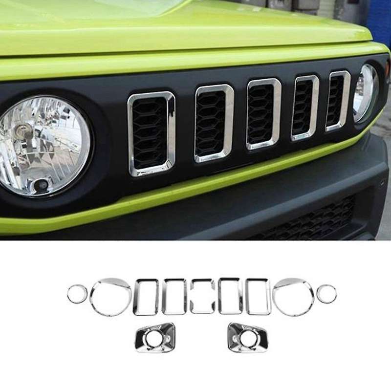 12Pcs Car Front Grille Headlight Turn Signal Trim Frame Front Fog Lamp Decorative Cover for Jimny 20