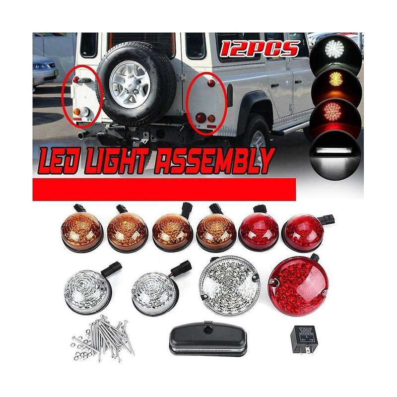 12pcs Car Front Rear Signal Indicator Lamp Stop Fog Reversing License Plate Light for Land 90 110 1