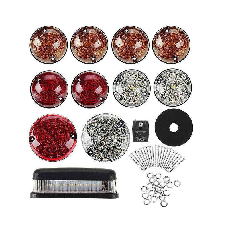 12pcs Car Front Rear Signal Indicator Lamp Stop Fog Reversing License Plate Light for Land 90 110 1