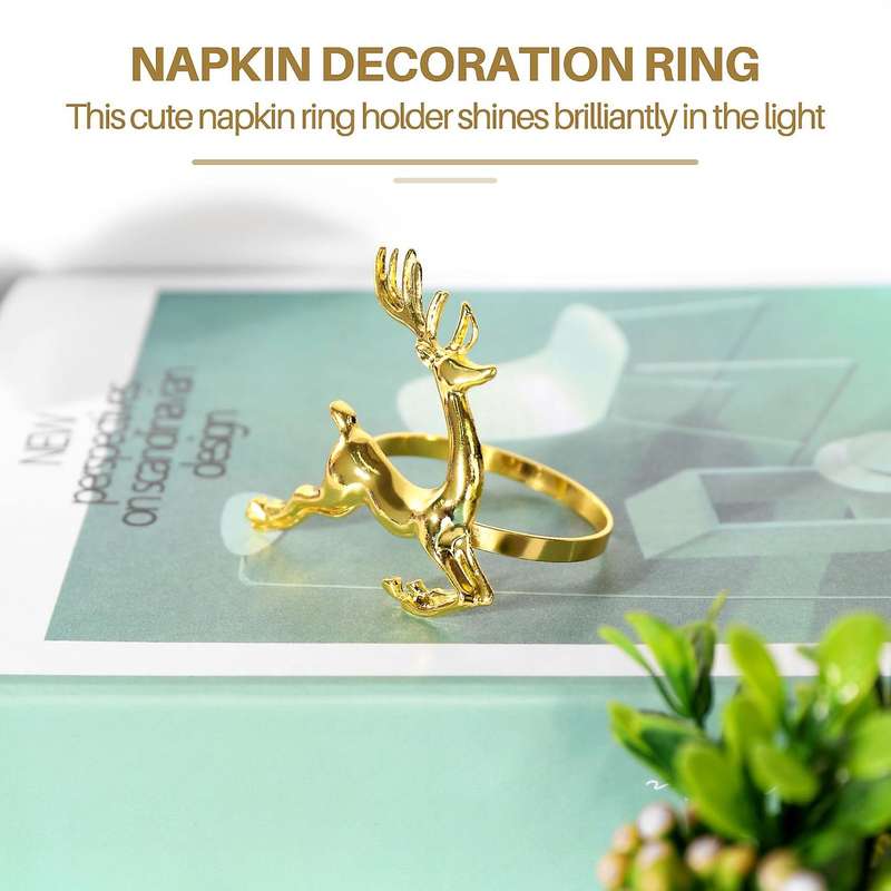 12Pcs Christmas Elk Deer Napkin Rings Alloy Napkin Table Decoration