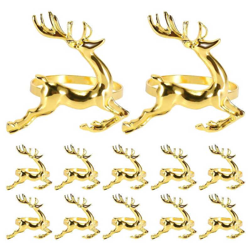 12Pcs Christmas Elk Deer Napkin Rings Alloy Napkin Table Decoration