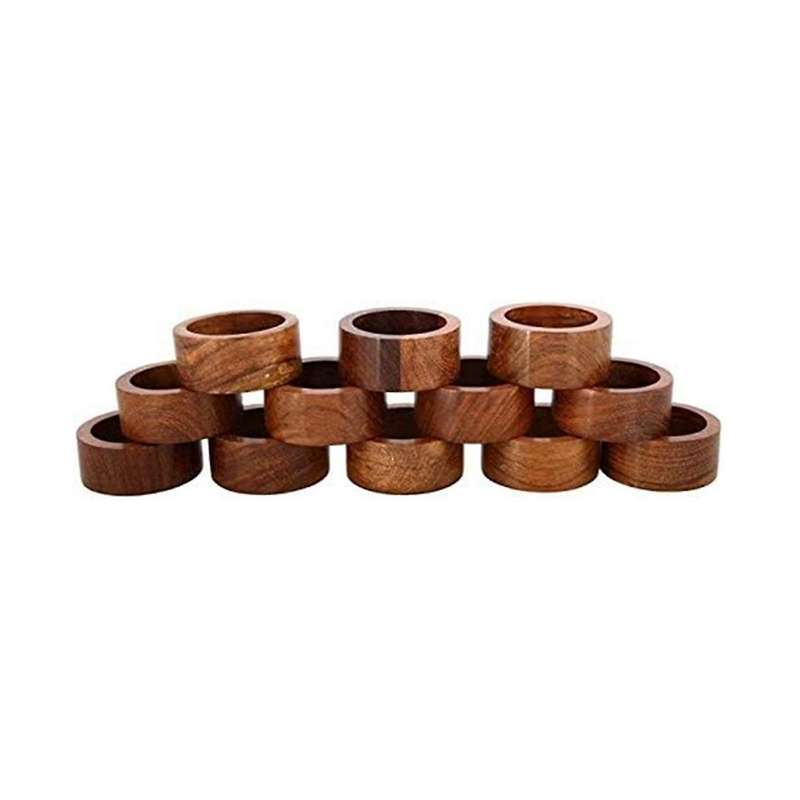 12Pcs Craft Wooden Napkin Ring for Weddings Party Dinner or Every Day Use Decoration Napkin Ring for