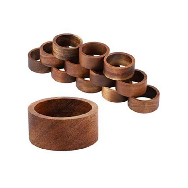 12Pcs Craft Wooden Napkin Ring for Weddings Party Dinner or Every Day Use Decoration Napkin Ring for