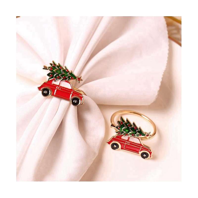 12pcs Cute Car Shape Metal Christmas Napkin Ring Holder Multicolor Towel Tissue Ring Napkin Buckle