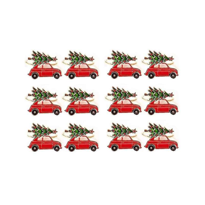 12pcs Cute Car Shape Metal Christmas Napkin Ring Holder Multicolor Towel Tissue Ring Napkin Buckle