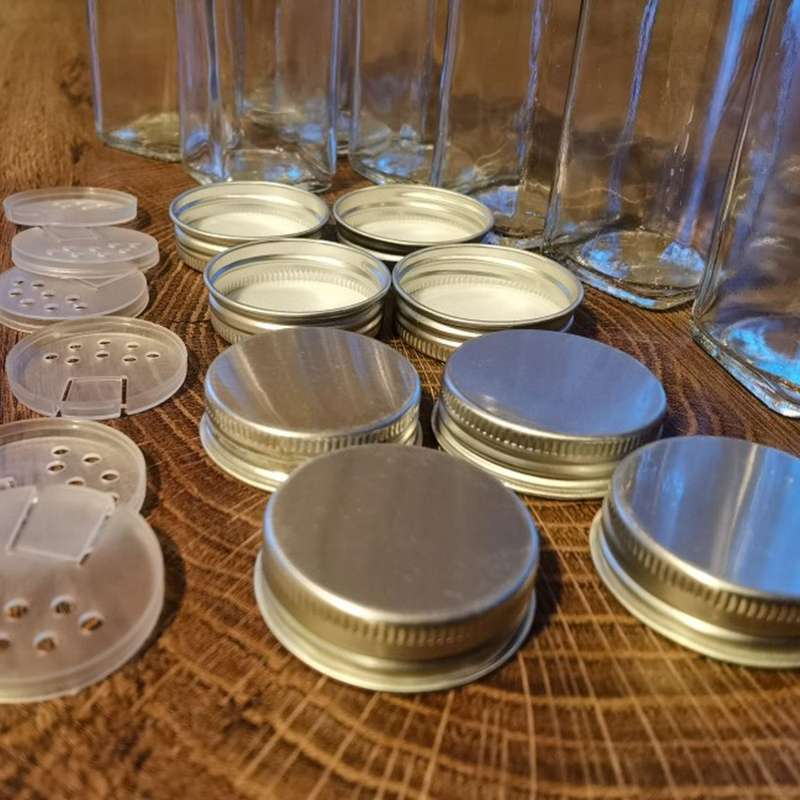 12pcs Condiment Jar Set,transparent Plastic Bottle Food Packaging Bottle Airtight Metal Cap Empty S
