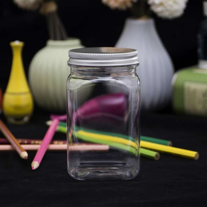 12pcs Condiment Jar Set,transparent Plastic Bottle Food Packaging Bottle Airtight Metal Cap Empty S