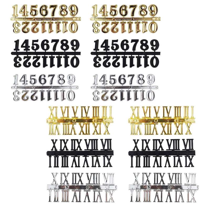 12Pcs DIY Clock Numerals Kit Arabic Number and Roman Number for Home Art Design Replacement Repairin