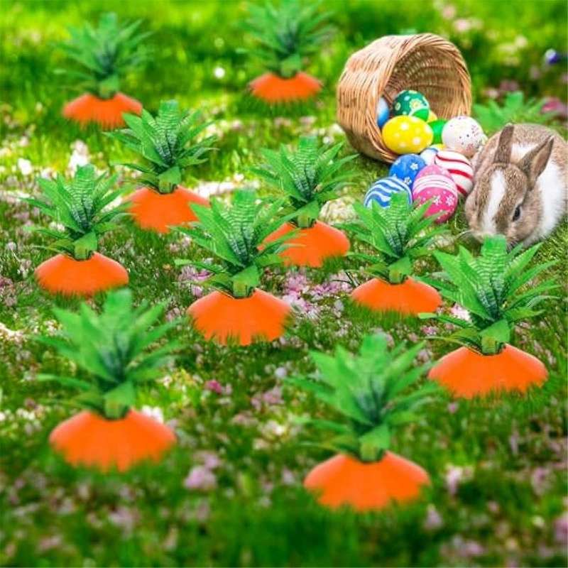 12PCS Easter Carrot Garden Stake Carrot Decorative, Carrots Decor, Sign Carrot Decorative Stake